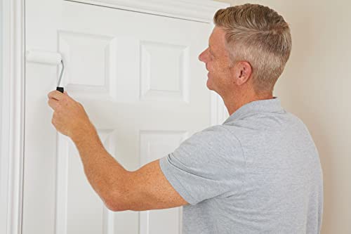 Fit For The Job 7 pc Foam Mini Paint Roller Set for Painting with Gloss & Satin, Small Roller and Tray for Painting Wood & Metal, Skirting, Window Sills, Doors, 4 inch Roller Set, Roller and Tray Set