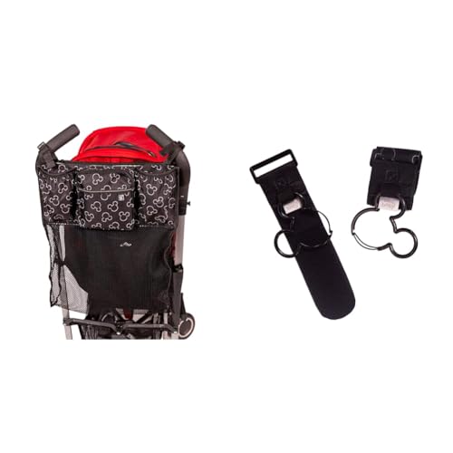 Image of J.L. Childress Disney Baby Cups 'N Cargo Universal Stroller Organizer & Accessory, Mickey Black & Disney Baby Mickey Stroller Hooks, 2 Pack, Black