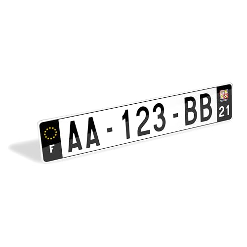 1 placa de matrícula de coche negra con ribete – placa de coche laterales negros – Placa decorativa de lujo 520 x 110 mm – resistente a los golpes, a la intemperie y a los rayos UV – con remaches