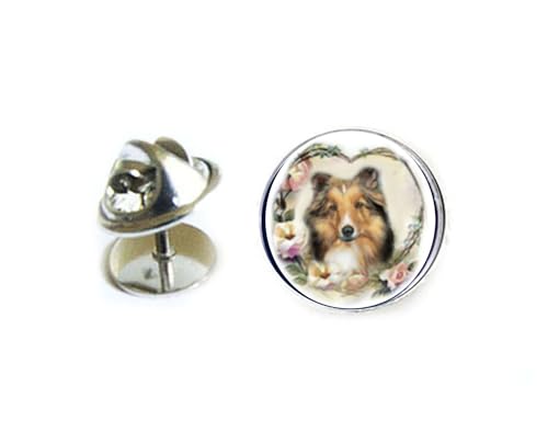 Collie Dog Tie Tack, Handcrafted Silver Plated Handmade Tie Pin, gifts for men