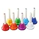 MUNGHOK 8 Stück Bunte Handglocken Set, 8 Note Diatonische Glocken Metall Hand Bell Musikglocken für Festival, Musikunterricht, Kirchenchor, Rhythmus Lernen