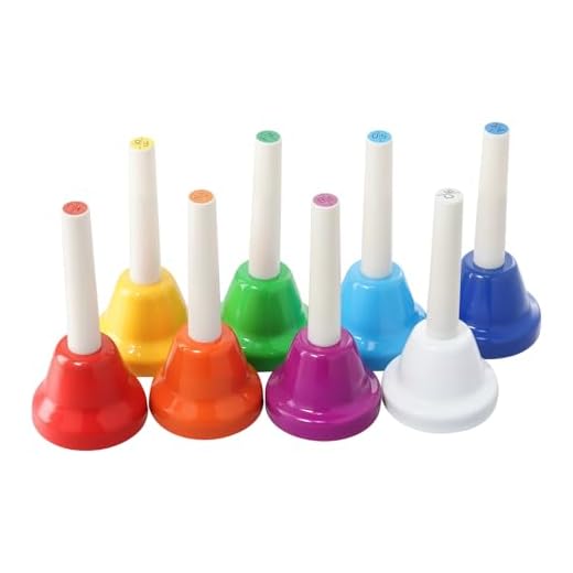 MUNGHOK Juego de 8 campanas de mano, 8 notas, campanas diatónicas, campanas de metal, campanas musicales, campanas coloridas para festivales, clases de música, coro de iglesia, aprendizaje del ritmo