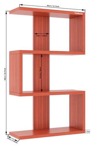 Image of Madhuran S Shape Engineered Wood Wall Mounted Decor Items Display Shelf (Teak)
