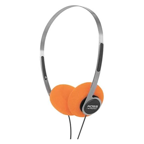 Koss x Retrospekt P/21 Retro On-Ear Headphones, Retro Orange Foam, Adjustable Headband, Wired 3.5mm Plug, Orange Black and Silver Cover