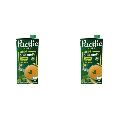 Image of Pacific Foods Organic Chicken Bone Broth with Lemon Balm and Sage, 32 OZ Carton (Pack of 2)