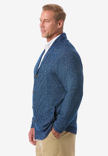 KingSize Men's Big & Tall Soft Cable Knit Shawl Collar Cardigan3