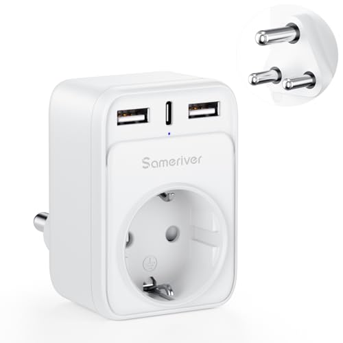 Adaptador de Viaje Sudáfrica Adaptador Alemania Enchufe de Viaje Sudáfrica con 2 enchufes USB 1USB C (3A) Adaptador Tipo M para Sudáfrica Swazilandia Lesotho Bután Namibia Botswana