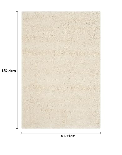 Image of Shaggy Floor Carpets for Living Room, Elegant Bed Side Runner Carpet, Sofa Area Temple Carpet,(3x5 Feet, Ivory)