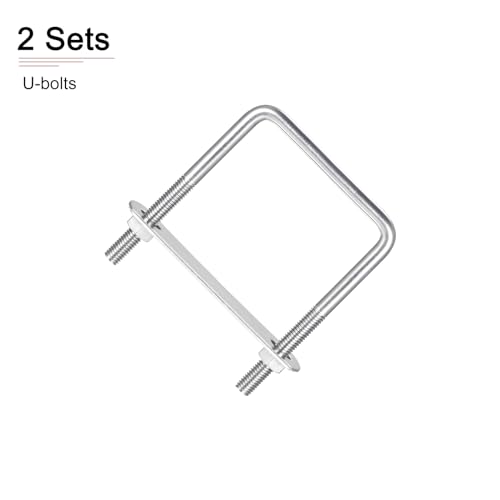 Image of DTGN M8x70x100mm(ThreadxWxL) Square U Bolt - 2Pack - Good for Trailer Pipe Replacement Parts - 304 Stainless Steel U Shape Bolts