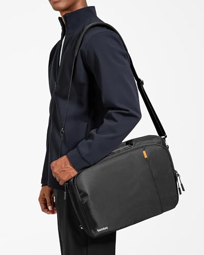 tomtoc 16-inch Dual Compartment Laptop Briefcase for 2 Laptops, Business Protective Laptop Messenger Shoulder Bag for a Laptop+ a Portable Monitor, Water-resistant Multi-functional Computer Work Bag - Thumbnail 2
