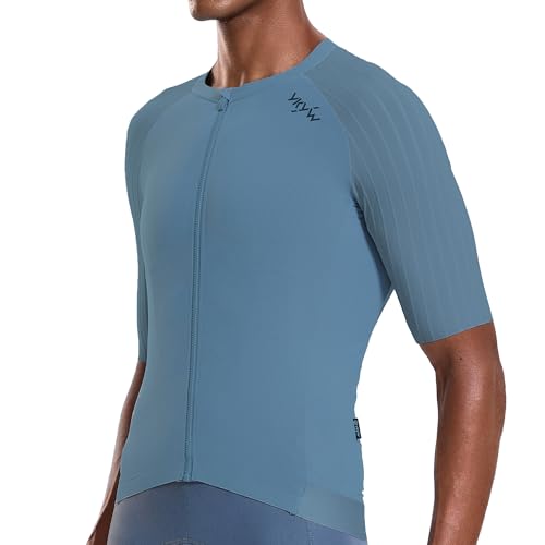 Image of YKYWBIKE Cycling Jersey Men Aero Race Fit, Road Bike Jersey Short Sleeved Moisture Wicking, Breathable,Zip Pocket,UPF50+