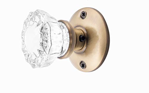 Rousso’s Reproductions Crystal Fluted Glass French Door Knob Set as Dummy or Faux