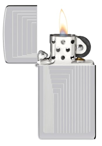 Image of Zippo Slim Laser Pattern Design High Polish Chrome, Windproof Pocket Fuel Refillable Lighter, BIS Certified