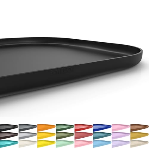 SMILOOL Silicone Pet Food Mat with Raised Edge for Food and Water Bowl Dog Feeding Mats Cat Food Trays for Floor Waterproof Rubber Tray for Dogs and Cats 19 x 12 x 0.7 Black