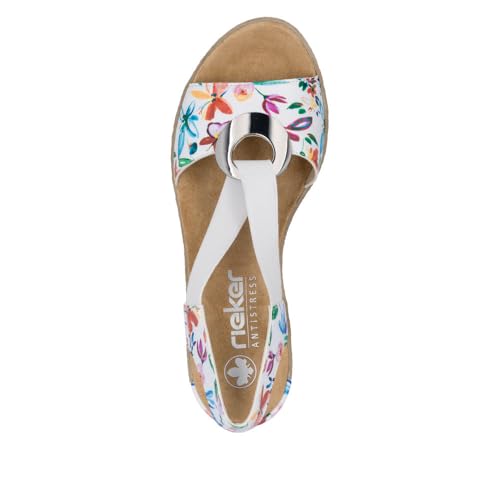 Image of Rieker 624H6 Fanni Women's Wedge Sandals - Lightweight, Comfortable and Supportive - Slip On Sandals with Cushioned Insole and High Wedge for Everyday Stylish Wear