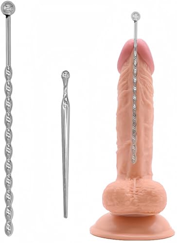 2 Pieces of Stainless Steel Cozy Male Urethral Plug Kit with Preety and Smooth Beads