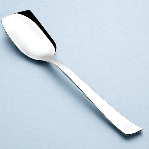 Image of Ice Cream Spoon Stainless Steel Set of 12 Icecream Spoons, Silverware Spoon Set, Dinner Spoon 14cm, Food Grade Silverware for Home & Kitchen, Durable Stylish, 12 Silver Spoons