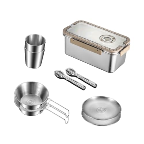 QSTDGVPW Outdoor Dining Set Messware Kit Plates Bowls Cups Utensils for Camping Activities, 2 Person - Image 6