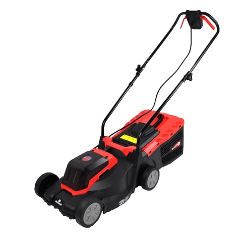 Cordless Lawnmower 33cm RocwooD 20V 2 x 2.0AH Batteries & 1 x Charger 35cm Rotary Blade 25L Grass Catcher 25-40-60mm Cutting Height Adjustment