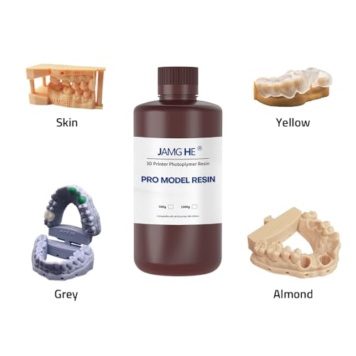 JAMG HE 3D Printer Resin Dental Pro Model Resin Dental Prosthetic Model Resin for Crown and Bridge Model, Orthodontic Model, Implant Model etc (Water Washable, Almond)