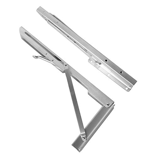 Soporte de estante de acero inoxidable de 35,5 cm, para montaje en pared, tipo triangular, con brazo largo, para mesas, sillas o estantes, paquete de 2, plateado