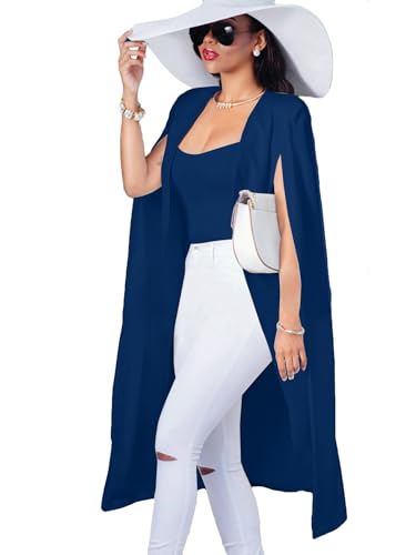 LYANER Women's Cape Long Sleeve Work Wear Blazer Jackets Long Cape Coat3