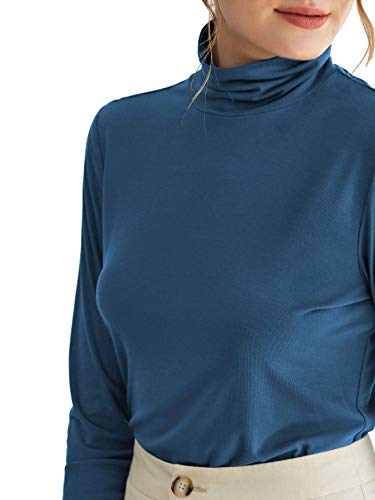Image of Fabricorn Stylish Black Turtle Neck Cotton Tshirt for Women (Black)