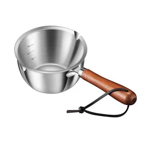 Butter Warmer Pot, Stainless Steel Milk Warmer with Wooden Handle...
