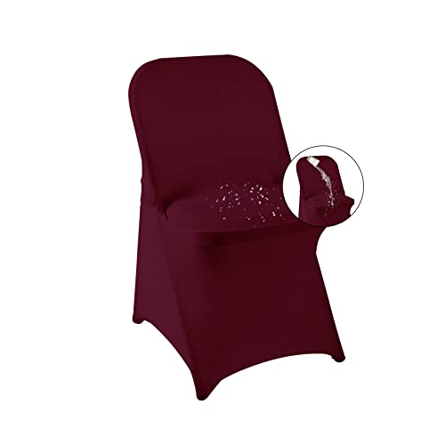 magalo 12 Pack Burgundy Spandex Folding Waterproof Chair Cover, Stretch Chair Cover Protector for Wedding, Party, Dining Banquet and Other Special Events