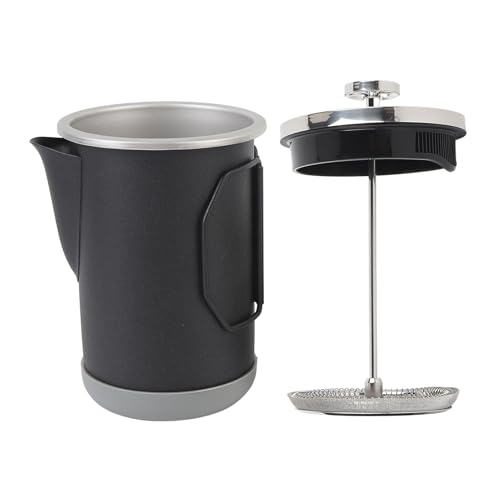 Stylish 304 Stainless Steel French Press Coffee Maker, 1000ml Portable Hand Brewed Coffee Press Pot for Camping, Simple Maintenance and Versatile Use (Black)