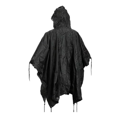 Mil-Tec Black Ripstop Waterproof Rain Poncho with Hood - Versatile Outdoor Gear - Image 3