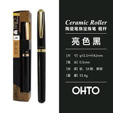 Image of OHTO CR01 Ceramic Rollerball Pen 0.7 mm | Blue Ink Medium Tip Writing Pen | Black Body | Smooth Japanese Roller Pen for Office, Journaling, Study | Made in Japan