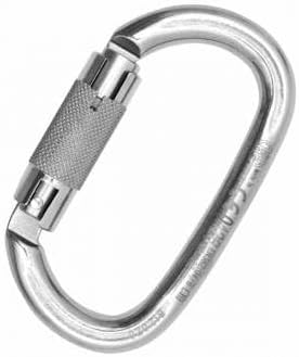 Oval Stainless Steel Auto Block Carabiner, 27kN Heavy Duty Connector, Keylock System, Wide Opening, Made in Italy