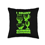 I Collect Glowing Glassware Green VTG Uranium Glass Glow Throw Pillow