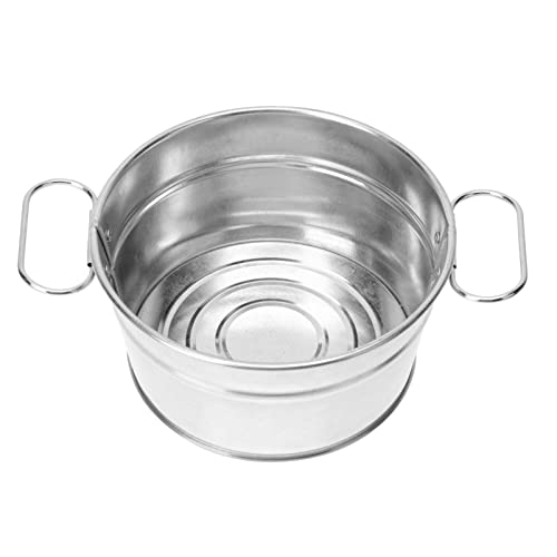 Vaguelly Galvanized Bucket, Small Metal Tub, Galvanized Round Tub Ice Bucket, Silver Beverage Bucket, Drink Bucket, Snacks Plate Ice Bucket For Drink Fried Chicken French Fries #TOP6
