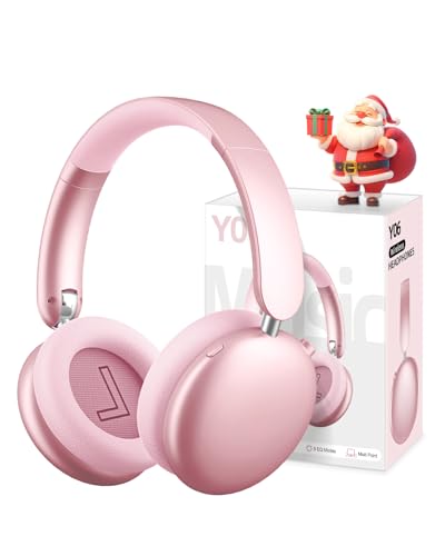 Wentronic Y06 Noise Cancelling Headphones,58H Playtime and 5 EQ Music Modes Wireless Over Ear Bluetooth Headphones with Microphone,Lossless Audio,Multipoint Connection,Foldable,Lightweight,Pink
