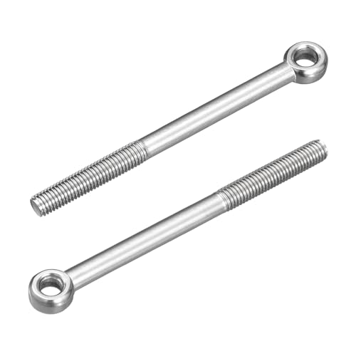 uxcell 4Pcs M10 x 130mm Lifting Eye Bolts, 304 Stainless Steel Machinery Shoulder Swing Bolt Lifting Ring Eyebolt for Pipeline Gate Valves, Building Steel Pipe Fasteners, Silver