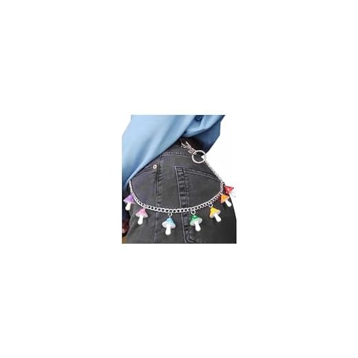 BGTY Women Girls Cute Colorful Mushroom Pendant Keychain Vintage Harajuku Punk Cool Plant Waist Pants Key Chain Fashion Jewelry