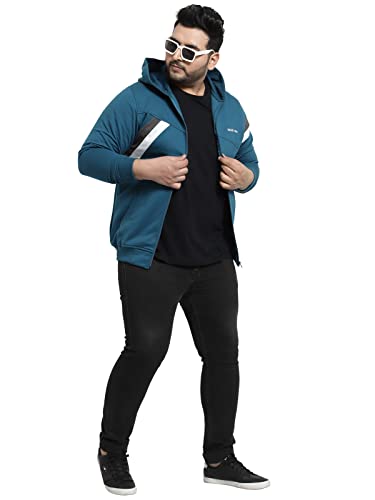Image of Kalt Men Full Sleeves Zipper Fleece Striped Hoodie