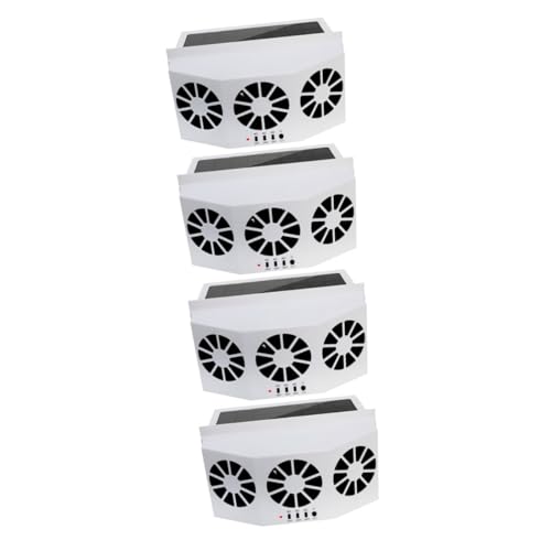 Alipis 4 Pièces ventilateur solaire alimenté petit glacières pour auto ventilateur auto apres shampoing climatiseur mobile de voiture solaire climatiseur e abdos blanche