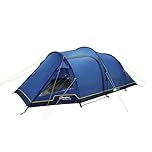 Berghaus Adhara 300L Nightfall Tunnel Tent for 3 People with Sewn-in Groundsheet & Fiberglass Poles, 3 Man, Ideal for Weekend Trips, Wild Camping & Festivals, 6000mm HH