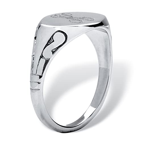PalmBeach Stainless Steel Engraved Initial Signet Ring Sizes 5-10 Size 7