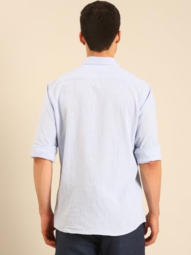 Image of Linen Club Men's Linen Rich Light Checked Contemporary Fit Full Sleeve Casual Shirt