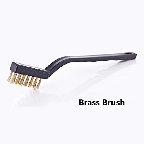 YiwerDer 9PCS MINI Brass Brushes Set, Curved Handle Scratch Wire Toothbrush, Cleaning Welding Slag and Rust