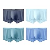 VEEAMON Mens Ice Silk Underwear 4-Pack Boxer Briefs Comfortable Soft Trunks Underwear With Gift Box (Frost Blue/Water Blue/Rime Gray/Crystal Green (4 Pack),XL)