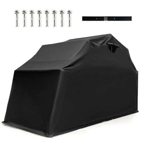 SOARS Gartenhaus, 342 x 137 x 193 cm, Motorradabdeckung für den Außenbereich, aus wasserdichtem Oxford-Gewebe, Basis aus Metall, stabile Konstruktion, aufrollbares Fenster, für Motorrad, Fahrrad