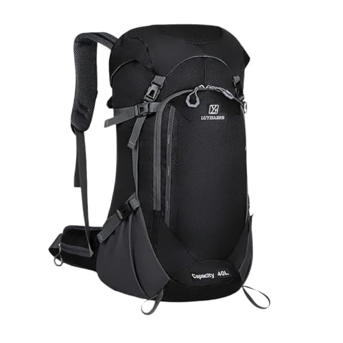 Mochila de Trilha e Viagem 50L Impermeável –com Capa de Chuva, Tecido Respirável 3D, Ergonômica, Resistente e Leve, Ideal para Camping, Montanhismo, Ciclismo e Aventuras ao Ar Livre (Preto)