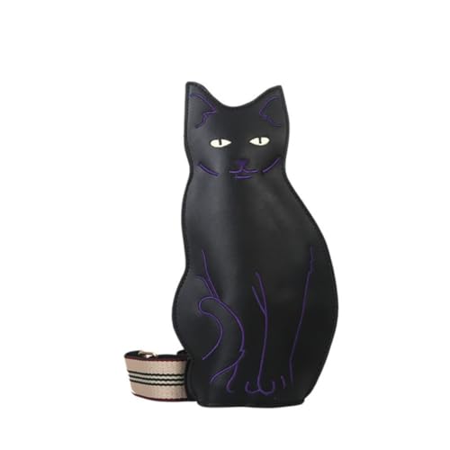 IAMUHI Novely Cat Shaped Sling Handbags Faux Leather Cross Chest Shoulder Bag Purse for Women