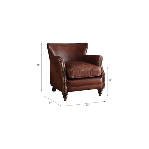 Sillón de Cuero Marrón con Ruedas y Detalle de Clavos miniatura 6