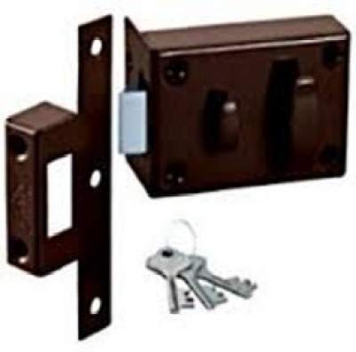 Godrej Rim Lock I Night Latch I 1CK Deadbolt I Brown Finish I for Inside/Outside Opening Door & Left/Right Handed Doors I 3 Keys I 1 Year Warrenty I Manual Locking